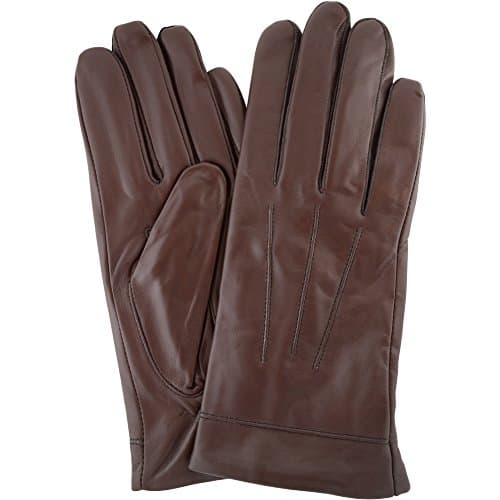 Image of SNUGRUGS Ladies Classic 3 Point Stitch Butter Soft Brown Leather Glove with Warm Fleece Lining - Medium (7")