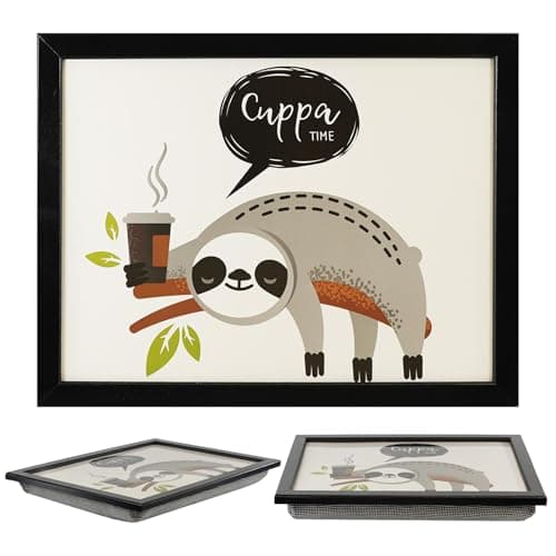 Image of MTS Wooden Lap Trays with Bean Bag Cushion and Sloth Design - Large Padded Tray with Cushion for Kids and Adults - Suitable for Food, Work, Art, Studies, TV, Sofa, Bed