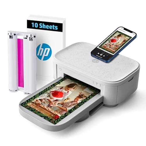 Image of HP Sprocket Studio Plus 4x6 (10.2x15.2 cm) Wireless Instant Photo Printer, 10 Sheets + Cartridge, Wi-Fi, Premium Dye-Sub, Vibrant Color Pictures, Editing App for Photos, For Home Use or Portable,White
