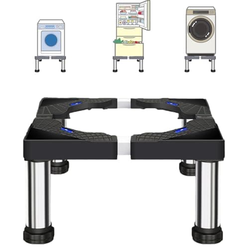 Image of Washing Machine Stand, 4 Legs Adjustable Washer Stand Height 19-22 cm Washing Machine Base Fridge Stand 40-60 cm 150 kg for Tumble Dryers Washer Fridges