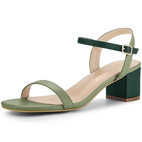 Image of Allegra K Women's Slingback Buckle Chunky Heel Heels Sandals light Green 7 UK/Label Size 9 US