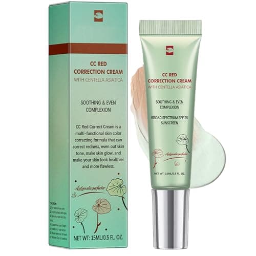 Image of CC Red Correct Cream with Centella Asiatica & SPF 25, Anti-Redness Green Color Correcting Foundation, Lightweight Tinted Moisturiser to Refine Texture for Softer, Hydrated Skin