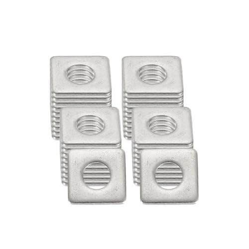 Image of sourcing map 40 Pcs Flat Square Plate Washer, 4MM ID x 10MM OD x 1MM Thick 304 Stainless Steel Flat Pad Spacer Gasket for Bolts Factories Bathroom Repair Shops Construction, Silver