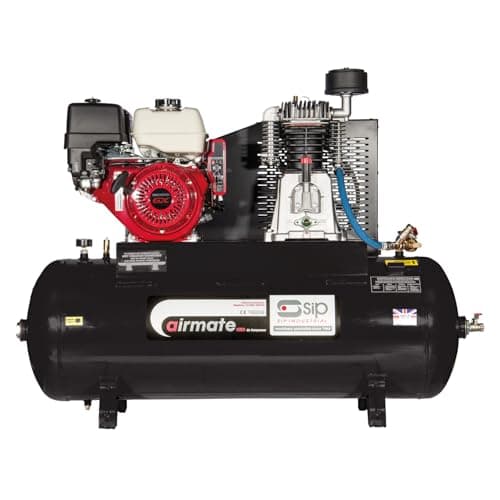 Image of SIP Airmate ISHP11/200ES Industrial Petrol Belt-Driven Air Compressor, Powered by Honda™ GX340 340cc, 200L, 150psi / 10.3 Bar 35CFM