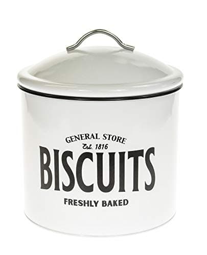 Image of General Store Retro White Metal Airtight Biscuit Cookie Storage Tin Box Canister