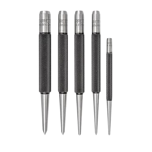 Image of Starrett S816PC 5-Piece Punch Set, 3 Prick Punches with 5/64"-5/32" Diameters and 2 Center Punches with 1/16" and 3/32" Diameters, In Plastic Case