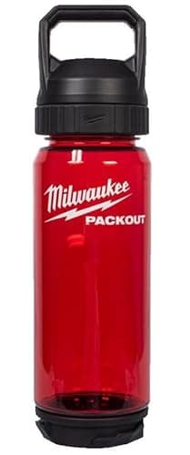 Image of Milwaukee 4932498636 Packout 740 ml Plastic Bottle Chug Lid Red