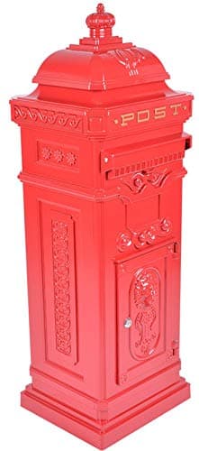 Image of Post Box/Mail Box Freestanding Cast Aluminium Letter Box in Red
