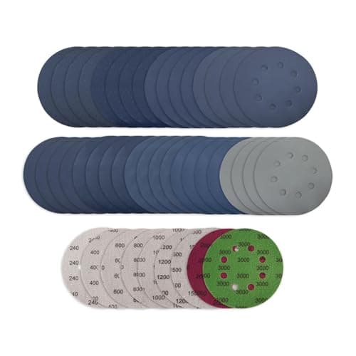 Image of Viaky 36Pcs 125mm Sanding Discs, Wet Dry 5 Inch 8 Hole Hook and Loop 240 400 600 800 1000 1200 1500 2000 3000 Grit Round Sanding Pads, Orbital Sander Discs for Wood, Metal, Car, Furniture, Polishing