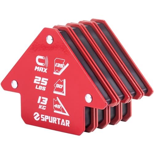 Image of Spurtar 4Pcs 13KG Arrow Welding Magnets, Strong Magnetic Holder, Metal Working Tools, Tig Welding Accessories for Workshop, 45°, 90°, 135°