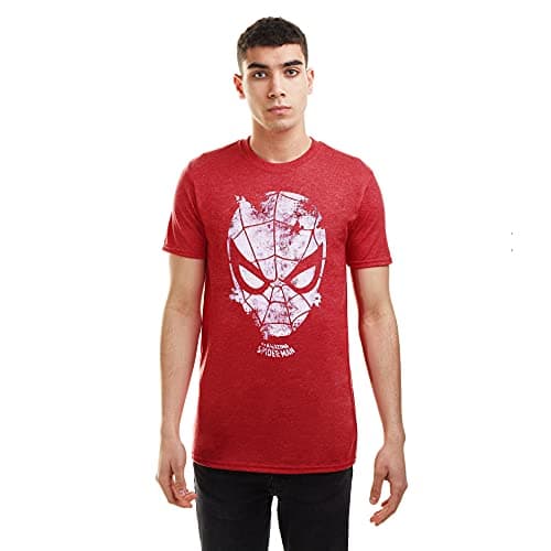 Image of Marvel Men's Spiderman Webhead T Shirt, Red (Heather Red Heather), XXL UK