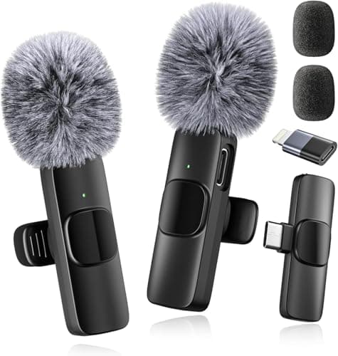 Image of 2026 Wireless Lavalier Microphone for iPhone, iPad, Android Phone, 2-Pack Mini Lapel Mic for Video Recording, Live Streaming, Vlogging, TikTok, YouTube, Noise Reduction, Plug and Play