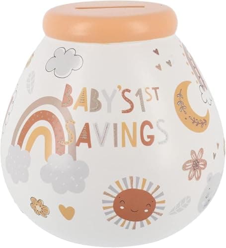 Image of Pot of Dreams Hand Painted Baby's First Savings And Smash Handcrafted Ceramic Money Box | Eco Freindly & Recyclable Piggy Bank | Perfect Decorative Gift for Newly Weds Couple | One Size