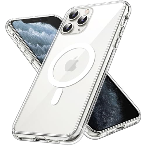Image of JETech Magnetic Case for iPhone 11 Pro Max 6.5-Inch Compatible with MagSafe Wireless Charging, Shockproof Phone Bumper Cover, Anti-Scratch Clear Back (Clear)