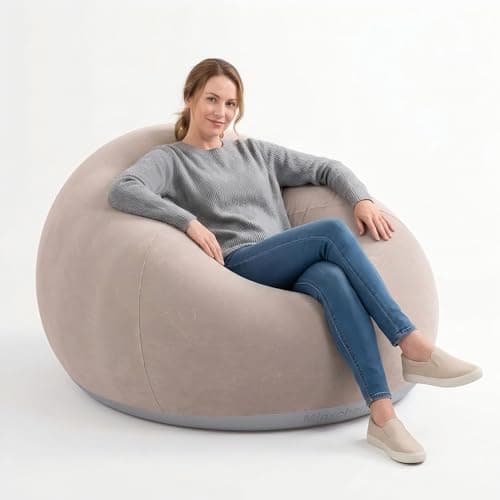 Image of Minxchen Inflatable Chair Sofa for Adults Foldable Blow Up Sofa Portable Lounge Chair for Camping, Living Room, Bedroom, Garden & Outdoor Use