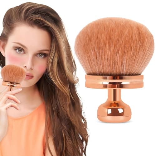 Image of Extra Large Body Makeup Brush for Face and Leg, Kabuki Brushs with Oval-shaped Brush Head, Extra Large Self Tanning Brushs for Body Makeup, Bronzer, Suncreen Applicator (Rose Gold-1Pcs)