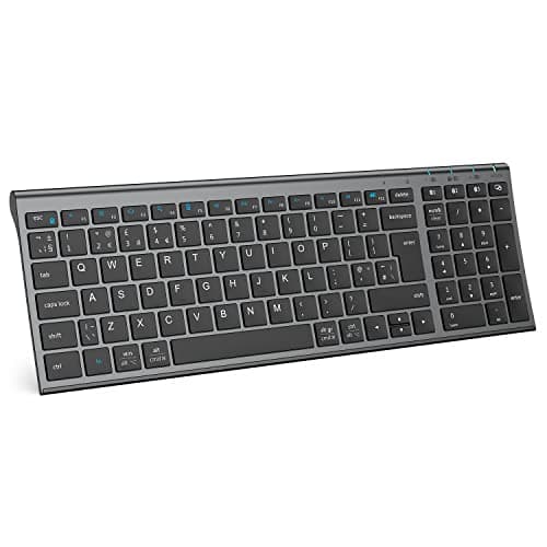 Image of iClever Wireless Keyboard, Bluetooth Keyboard Stable Connection to Multi Devices Rechargeable Slim for Mac, iPad, Android, Windows, QWERTY UK Layout -Black