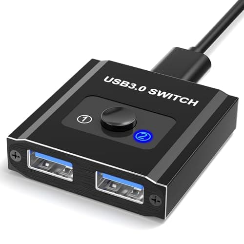 Image of USB Switch, Aluminum Bi-Directional USB 3.0 Switcher 1 in 2 Out/2 in 1 Out, Switch 2 Computers Share 1 Device for Printer, Mouse, Keyboard, Scanner, Compatible with Windows,Mac,Linux