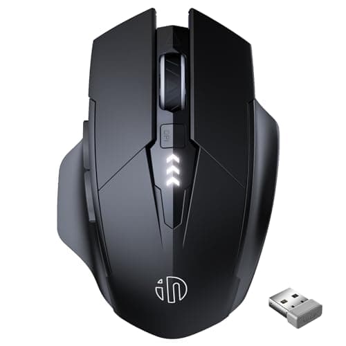 Image of INPHIC Wireless Mouse Rechargeable, [Battery Level Visible], Silent Click USB 2.4G Cordless Mouse for Laptop PC Computer Tablets, 6 Buttons, 2400DPI 4 Adjustment Levels, Black