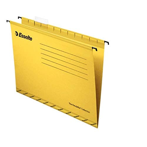 Image of Esselte Classic Reinforced Suspension File, A4, Pack of 25, Tabs Included, Yellow, 90314