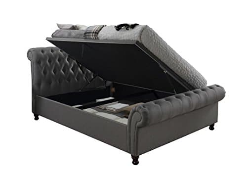 Image of Birlea Furniture Castello Side Ottoman Storage Bed, Fabric - Double, Grey