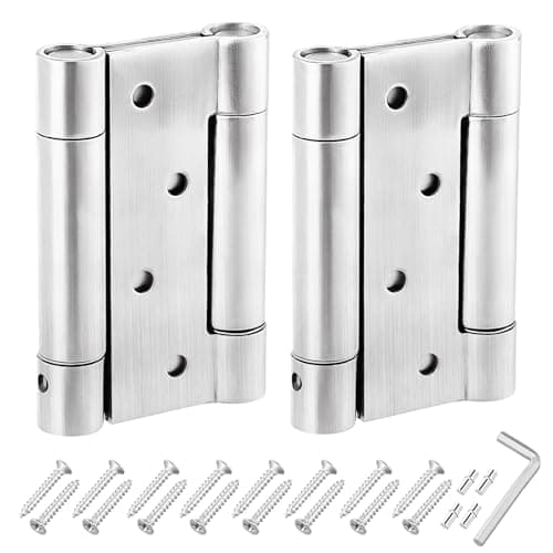Image of Dokeno 2pcs 100mm Spring Hinges for Doors Stainless Steel Pendulum Door Hinge with Screws, 4 Inch Double Action Spring Hinges for Bar Counter Cafe Swing Door