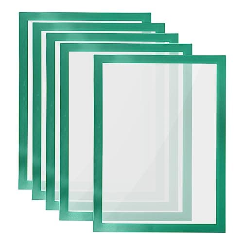 Image of PATIKIL A4 Magnetic Sign Holder, 5Pcs A4 Magnetic Display Frame Self Adhesive Reusable Picture Photo Frame Double Sided for Refrigerator White Board Window Wall,Green