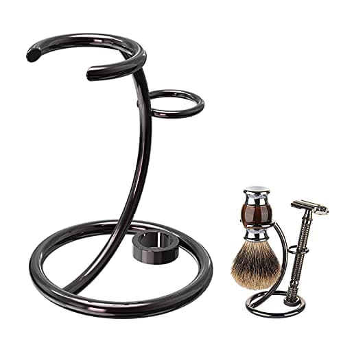 Image of Linkidea Shower Shaving Brush Stand, Safety Razor Holder, Compatible with Vikings Blade Chieftain, Emperor Augustus Razor (Brushed Nickel)