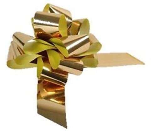 Image of Apac Packaging Ltd Large Plain Pull Bow - Ideal As Gift Wrap, Florist, Wedding Bow (Metallic Gold, 3)