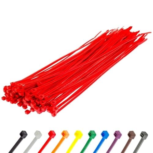 Image of Gocableties Red Cable Ties, 200mm x 4.8mm, Pack of 100, 8" Premium Nylon Zip Ties, Multi-Purpose Plastic Tie Wraps, Secure Self-Locking Mechanism, for Home, Garden, Office and DIY