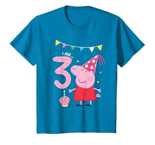 Image of Peppa Pig I am Three Age T-Shirt, Youth, Sapphire Blue, 3T