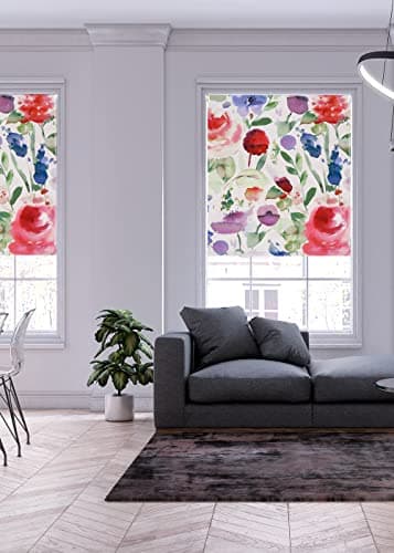 Image of Lister Cartwright Floral Summer Patterned Roller Blinds (120 x 140 cm) | Cut to Size Blackout Blinds for Windows | Bedroom, Bathroom, Kitchen & Door Window Blinds | Easy Fit Child Safety Roller Blinds