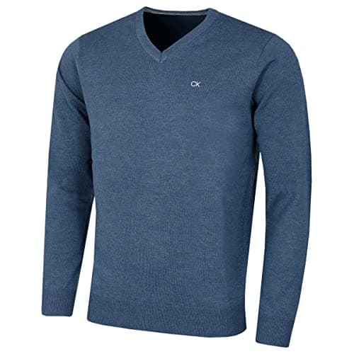 Image of Calvin Klein Mens V-Neck Sweater - Denim Marl - M