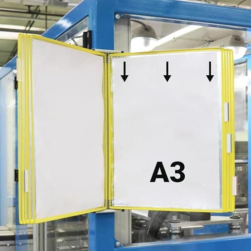 Image of TARIFOLD Djois, 413104 Metal Wall Display System, A3, 10 Pockets, Yellow, 1 Piece, Protects, Organises, Documents, Instant Access, Expandable, Made in France, Environmentally Friendly, Recyclable