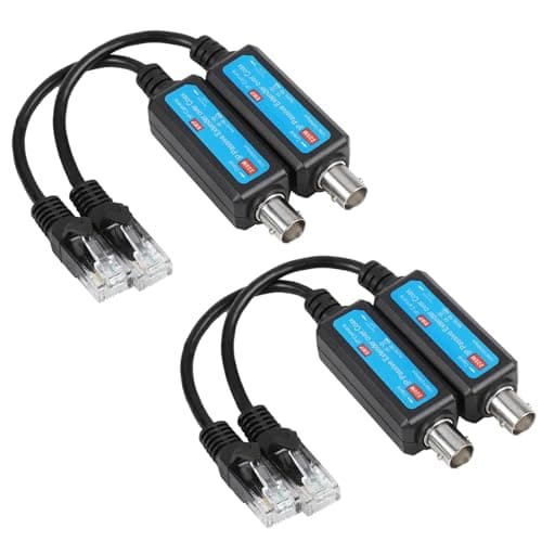 Image of Agatige IP Network Transmitter, IP Passive Extender Ethernet Over Coax, 10/100Mbps 1CH IP Network Coaxial Transmitter Receiver Extender Coax Cable for IP NVR Camera (2 Pairs)
