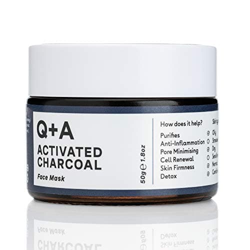 Image of Q+A Activated Charcoal Mask. A detoxifying Charcoal cosmetic mask to cleanse and purify skin. 50g/1.8oz
