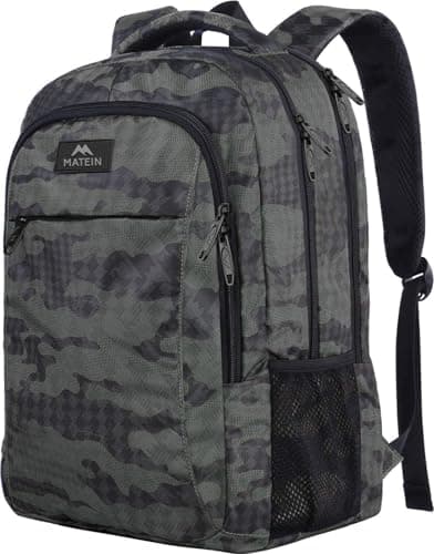 Image of MATEIN Laptop Backpack, 15.6 Inch Computer Travel Backpack, Laptop Bag with USB Charging Port, School Bag Anti Theft Water Resistant University Work Rucksack for Men Women, Grey Camouflage