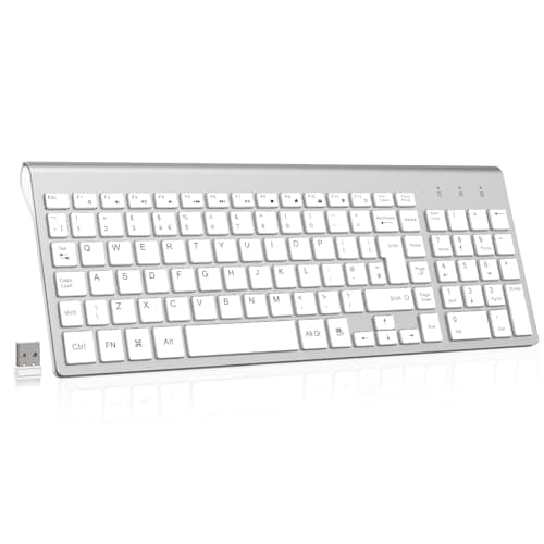 Image of cimetech 2.4G Wireless Keyboard, Ergonomic Keyboard Silent USB Computer Keyboards for PC, Laptop, Desktop and Windows 10/8/7/XP - Silver