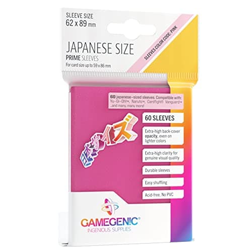 Image of GameGenic Prime Japanese Size Card Sleeves – Pink 60CT – Smooth & Tough – for Cards Measuring Up to 59mm x 86mm - Compatible with Pokemon, Yugioh, and More!