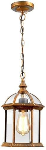 Image of ZERAPH Waterproof Outdoor Chandelier Lights for Porch Ceiling Mount Vintage Bronze Exterior Pendant Light Front Door Clear Glass Farmhouse Black Hanging Lantern Lamp for Gazebo House Yard Hallway