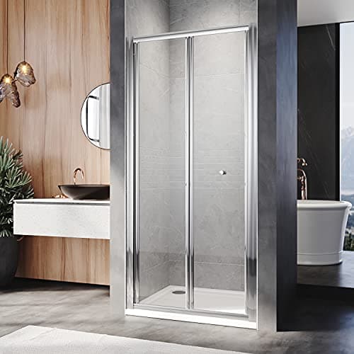 Image of ELEGANT Bi-Fold Glass Shower Enclosure Door Cubicle Screen (1000mm, Framed)