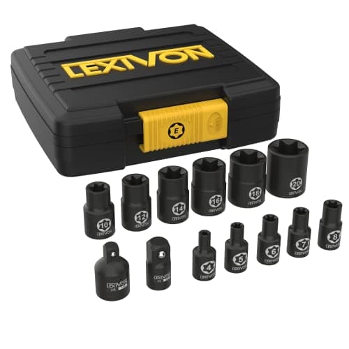 Image of LEXIVON E-TORX Socket Set, Chrome Vanadium Alloy Steel | 13-Piece Female Star Socket E4 - E20 Set | Enhanced Storage Case (LX-147)