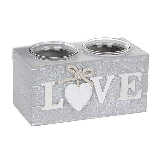 Image of Provence Double Tealight Holders in Grey - Love