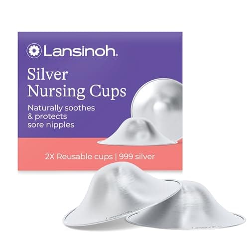 Image of Lansinoh Silver Nipple Cups - 999 Sterling Nickel Free Silver Nipple Shields for Breastfeeding - Naturally Protects and Helps Heal Sore Nipples - Postpartum - Breast Feeding Essentials