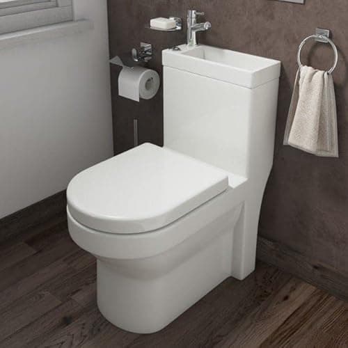 Image of Baystone® 2 in 1 Toilet & Wash Basin Combo Set Combined WC and Sink Space Saving Cloakroom Bathroom One Piece Unit Mixer Tap & Waste Included