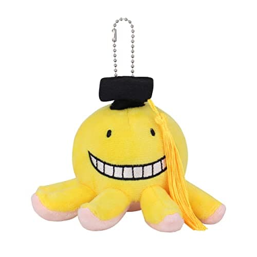 Image of Roffatide Anime Assassination Classroom Keychain Koro Sensei Plush Stuffed Key chain Cartoon Figure Key ring Bag Pendant for Boys and Girls 3.9 inches