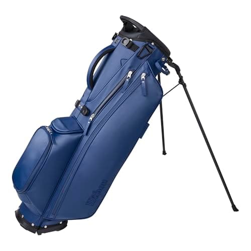 Image of Wilson The 1914 Golf Carry Bag with PU Leather Exterior and Carbon Fiber Legs, White