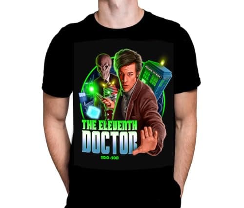 Image of Wild Star Hearts WSH - Eleventh Doctor - Who Fan Merchandise Men's Black T-Shirt