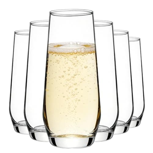 Image of Tefrine 6 PCS Stemless Champagne Flutes Crystal Glass 11oz Champagne Glasses Prosecco Mimosa Wine Glasses Elegant Drinkware for Celebration and Party