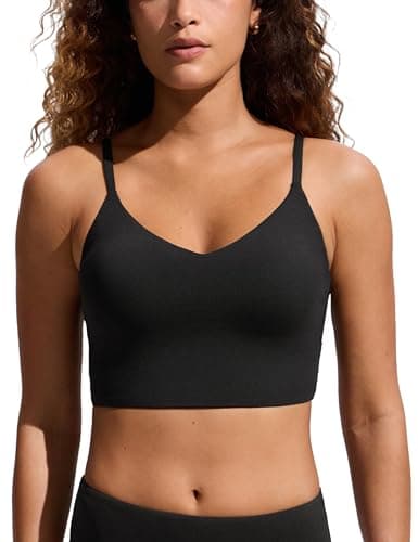 Image of CRZ YOGA Women's Bikini Tops Adjustable Spaghetti Straps Swimsuit Padded Athletic Bathing Suit Black 10